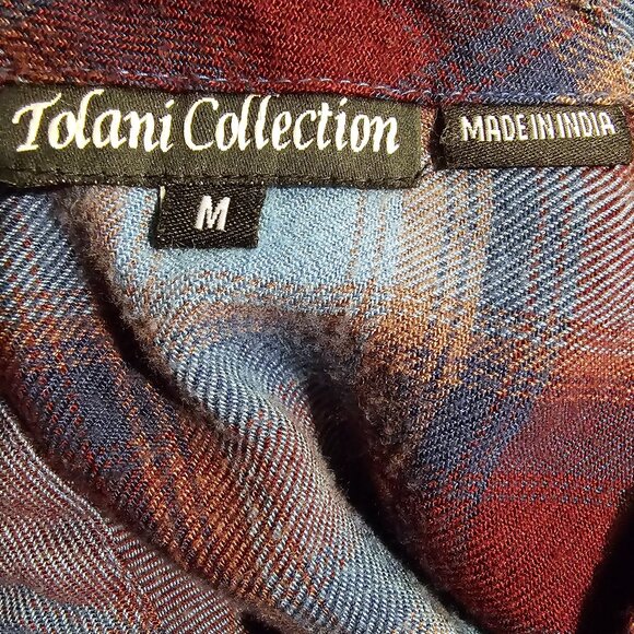 NWOT TOLANI (MED) TOLANI Collection Plaid and Velvet Button Up Top - Picture 7 of 8